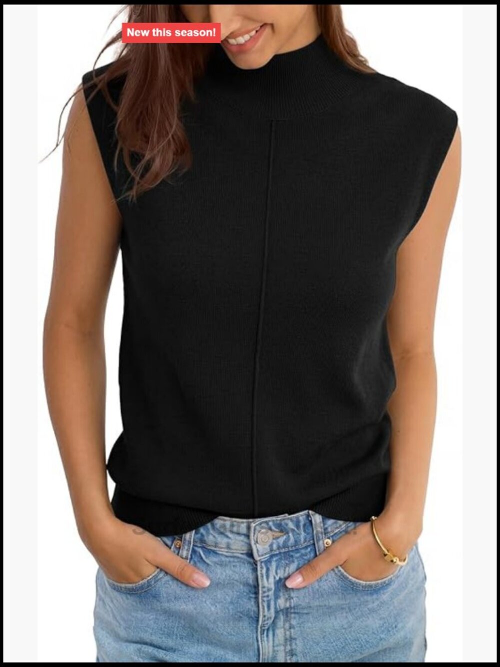 Wool Blend Mock Neck Tank Sleeveless Sweater Vest Loose Fit Business Casual